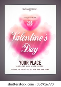 Glossy pink hearts decorated, beautiful Flyer, Banner or Pamphlet design for Valentine's Day Party celebration.