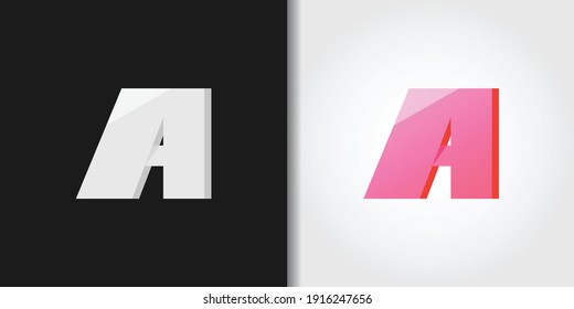 glossy pink initial a logo set idea template vector