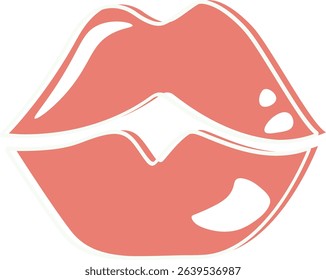 Glossy Pink Kiss Lips Graphic Design Element	