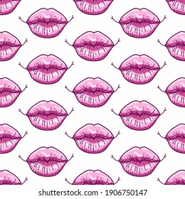 glänzend rosa Lippen nahtloses Muster