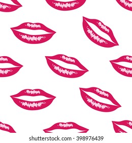 Glossy pink lips seamless pattern. Fashion, beauty, body care and cosmetics concept. EPS 8 vector illustration, no transparency