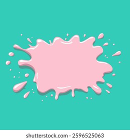 A glossy pink liquid splash on a vibrant green background, creating a fun, abstract, and modern aesthetic. Perfect for backgrounds and creative designs