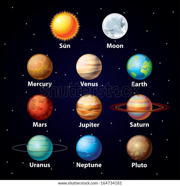Glossy Planets Colorful Vector Set On Stock Vector (Royalty Free) 164734181