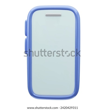 Glossy plastic 3d vector smartphone with empty screen. Cute stylised cartoon mobile gadget device icon isolated on white background. Colorful vector illustration cellphone for science, game, business.