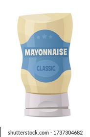 Glossy plastic bottle for white sauce dressing mayonnaise vector