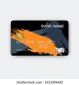 Glossy plastic luxurious credit card design. With inspiration from abstract. Colorful on gray background illustration. 