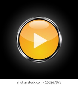 glossy play icon with shadow on white background, vector format