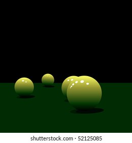 Glossy pool balls on the green velvet. Vector