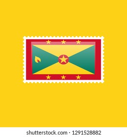 glossy postage stamp with Grenada flag