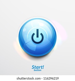 Glossy Power | start button. Vector icon