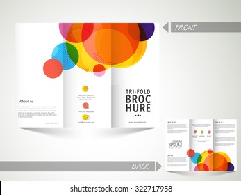 Glossy professional Trifold Brochure, Template or Flyer with front and inner page presentation for your Business.