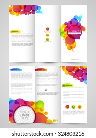 Glossy professional Trifold Brochure, Template or Flyer design with front and back page presentation.