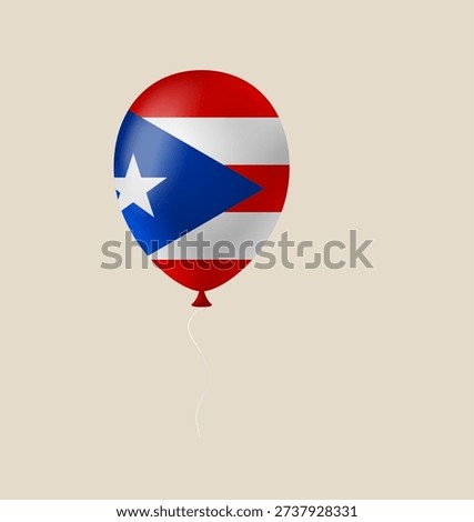 Glossy Puerto Rico flag balloon floating in the air for a national holiday or patriotic event celebration..