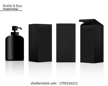 Glossy Pump Bottle Mock up Realistic Cosmetic and 3 Dimensional Box for Whitening Skincare and Aging anti-wrinkle merchandise on White Background Illustration. Health Care and Medical.