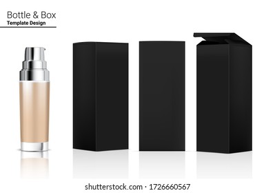 Glossy Pump Bottle Mock up Realistic Cosmetic and 3 Dimensional Box for Whitening Skincare and Aging anti-wrinkle merchandise on White Background Illustration. Health Care and Medical.