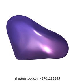 Gota púrpura brillante en estilo líquido 3d. Las elegantes curvas y2k crean una textura púrpura reflectante perfecta para una estética de diseño moderna.