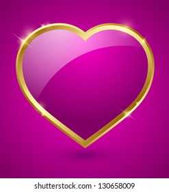 Glossy purple and golden romantic heart