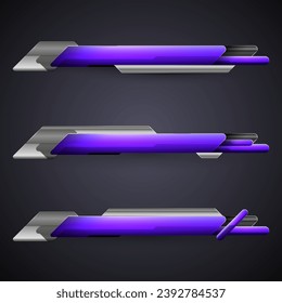 Glossy Purple and Metal Lower Third Title Banner for Breaking News Video Broadcast Visual Presentation