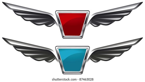 glossy racing shields with metal wings