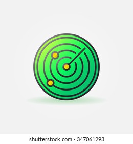 Glossy radar green icon - vector sonar colorful sign or logo