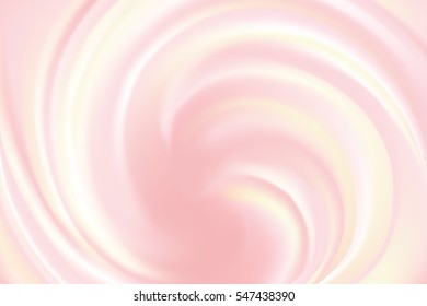 Glossy radial curvy fond with space for text in center. Whirl light red gel eddy design. Appetizing dairy fluid fresh mix of juicy fruits rose color: redcurrant, cowberry, raspberry, cranberry, banana