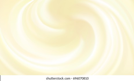 Glossy radial curvy fond with space for text. Whirl shiny beige eddy circular syrup surface. Smooth rotate citrus fruit cocktail fluid light golden color. Soft round jelly mix. Spin graphic pattern