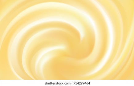 Curva radial brillante con espacio para texto. Superficie de jarabe circular beige brillante. Cóctel de cítricos giratorio liso líquido de cóctel color dorado claro. Mezcla suave de gelatina redonda. Patrón gráfico de giro