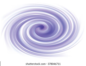 Glossy radial rippled curvy fond with space for text on white border. Gel fluid indigo creme caramel surface. Appetizing yogurt of juicy fruits light lavender color: grape, currant, mulberry, bilberry