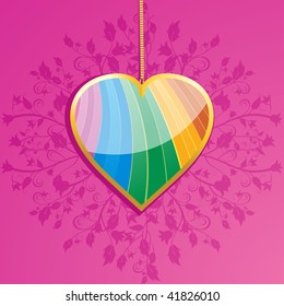 Glossy rainbow heart pendant