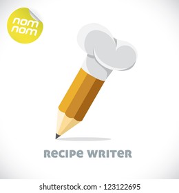 Glossy Recipe Writer Illustration, Sign, Symbol, Button, Badge, Icon, Logo For Family, Baby, Children, Teenager, People