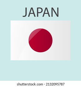 Glossy rectangle flag of Japan icon. Simple isolated button. Eps10 vector illustration.