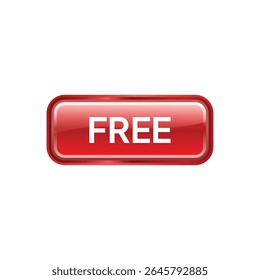 A glossy, rectangular button dominates the composition, centered against a stark white background. 