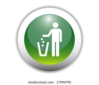 Glossy Recycling Icon Button