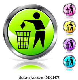 Glossy recycling sign buttons. Vector