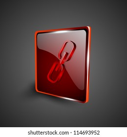 Glossy red 3D web 2.0 link or connect symbol icon set. EPS 10.