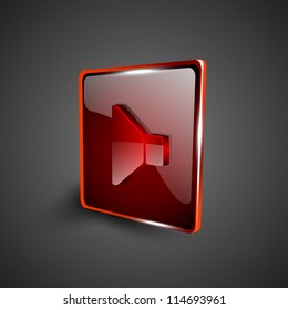 Glossy red 3D web 2.0 sound symbol icon set. EPS 10.