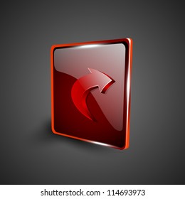 Glossy red 3D web 2.0 right arrow symbol icon set. EPS 10.