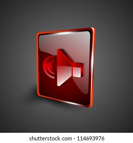 Glossy red 3D web 2.0 sound symbol icon set. EPS 10.