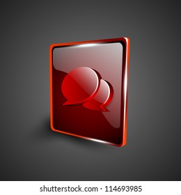 Glossy red 3D web 2.0 messenger symbol icon set. EPS 10.