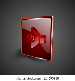 Glossy red 3D web 2.0 mute symbol icon set. EPS 10.