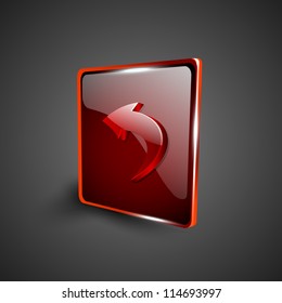 Glossy red 3D Web 2.0 Linkspfeil Symbol gesetzt. EPS10.