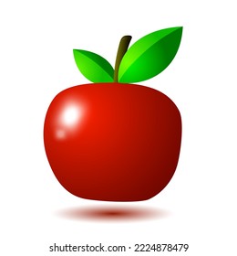 Glossy red apple, isolated vector illustration