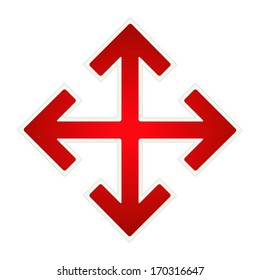 the glossy red arrow crossroad sign / the crossroad / arrow