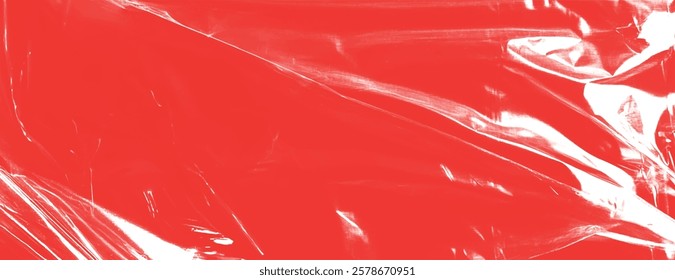 Glossy red background with a smooth texture. The background features vibrant red hues and a reflective, sleek surface. Plastic foil wrap texture background. Red background vector.