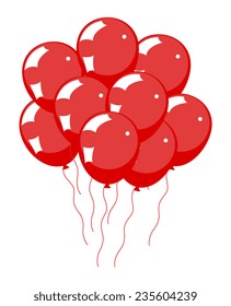 Glossy Red Balloons Bunch