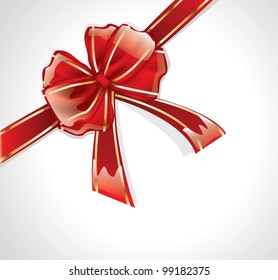 Glossy red bow with ribbons