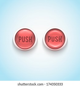 Glossy red buttons.