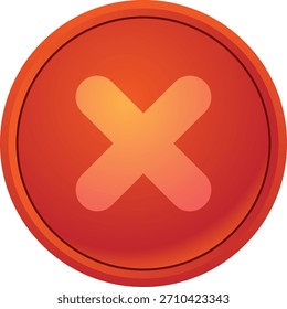 Glossy red cancel button icon with white cross.