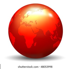 Glossy Red Earth Globe Vector Stock Vector (Royalty Free) 49662277 ...