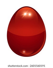 Glossy red egg. Clipart for Easter.	